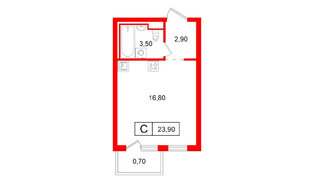 Квартира в ЖК Витебский парк, студия, 23.9 м², 4 этаж
