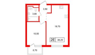 Квартира в ЖК Витебский парк, 1 комнатная, 38.2 м², 5 этаж