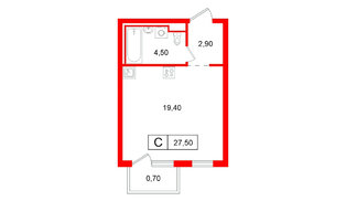 Квартира в ЖК Витебский парк, студия, 27.5 м², 4 этаж