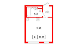 Квартира в ЖК Витебский парк, студия, 28.6 м², 5 этаж
