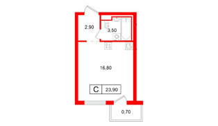 Квартира в ЖК Витебский парк, студия, 23.9 м², 5 этаж