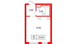 Квартира в ЖК Витебский парк, студия, 23.2 м², 8 этаж
