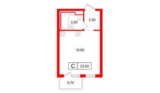 Квартира в ЖК Витебский парк, студия, 23.9 м², 7 этаж