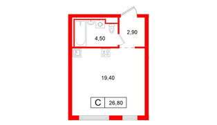 Квартира в ЖК Витебский парк, студия, 26.8 м², 6 этаж