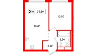 Квартира в ЖК Витебский парк, 1 комнатная, 35.6 м², 4 этаж