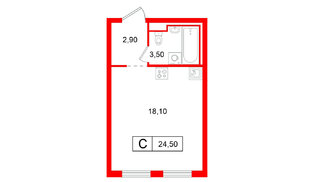 Квартира в ЖК Витебский парк, студия, 24.5 м², 11 этаж