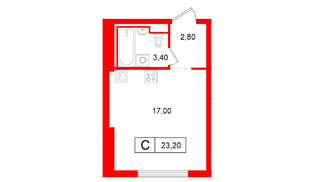 Квартира в ЖК Витебский парк, студия, 23.2 м², 12 этаж