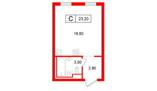 Квартира в ЖК Витебский парк, студия, 23.2 м², 7 этаж
