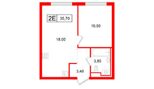 Квартира в ЖК Витебский парк, 1 комнатная, 35.7 м², 5 этаж