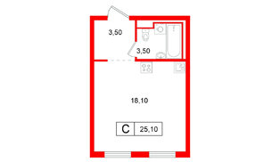 Квартира в ЖК Витебский парк, студия, 25.1 м², 5 этаж
