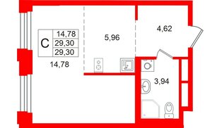 Квартира в ЖК «Кольский», студия, 29.3 м², 11 этаж