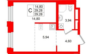 Квартира в ЖК «Кольский», студия, 29.28 м², 3 этаж