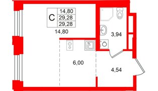 Квартира в ЖК «Кольский», студия, 29.28 м², 12 этаж
