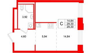 Квартира в ЖК «Кольский», студия, 29.3 м², 11 этаж