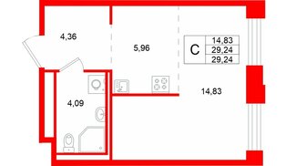 Квартира в ЖК «Кольский», студия, 29.24 м², 11 этаж