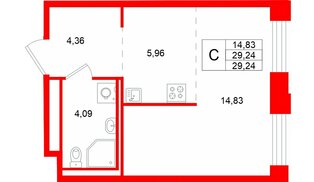 Квартира в ЖК «Кольский», студия, 29.24 м², 13 этаж