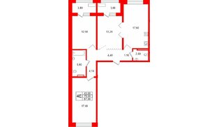 Квартира в ЖК «Сибирь», 3 комнатная, 87 м², 11 этаж