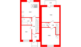 Квартира в ЖК «Федоровское», 3 комнатная, 86.89 м², 1 этаж