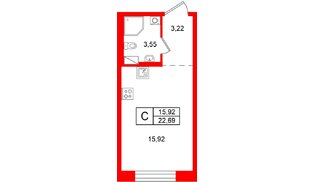 Квартира в ЖК Остров Первых, студия, 22.69 м², 6 этаж