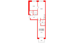 Квартира в ЖК «Остров Первых», 2 комнатная, 63.58 м², 4 этаж