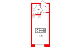 Квартира в ЖК Остров Первых, студия, 27.69 м², 4 этаж