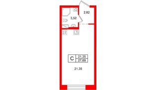 Квартира в ЖК Остров Первых, студия, 27.69 м², 6 этаж