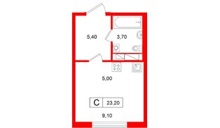 Квартира в ЖК «Гений», студия, 23.2 м², 5 этаж