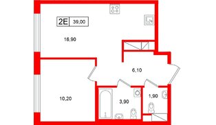 Квартира в ЖК «Гений», 1 комнатная, 39 м², 13 этаж