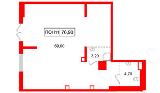 Помещение в ЖК Витебский парк, 76.9 м², 1 этаж