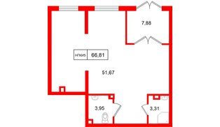 Помещение в ЖК Заречный парк, 66.81 м², 1 этаж