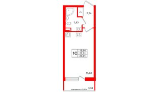 Квартира в ЖК «Универ Сити», студия, 22.91 м², 1 этаж