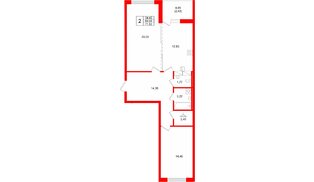 Квартира в ЖК «Финский Квартал», 2 комнатная, 71.52 м², 2 этаж
