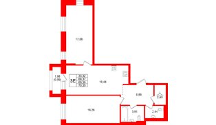 Квартира в ЖК Кольские огни, 2 комнатная, 69.36 м², 10 этаж