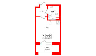 Квартира в ЖК Аурум, студия, 20.8 м², 9 этаж