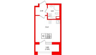 Квартира в ЖК «Аурум», студия, 20.8 м², 13 этаж