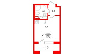 Квартира в ЖК «Аурум», студия, 21.74 м², 13 этаж