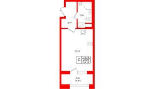 Квартира в ЖК «Аурум», студия, 24.1 м², 13 этаж