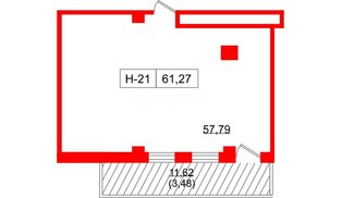 Помещение в ЖК Айди Политех, 61.27 м², 2 этаж