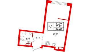 Квартира в ЖК «Аквилон Рива», студия, 26.72 м², 13 этаж