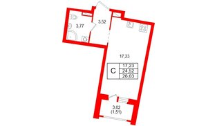 Квартира в ЖК «Аквилон Рива», студия, 26.03 м², 15 этаж