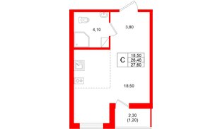 Квартира в ЖК Клюква.Парк, студия, 27.6 м², 10 этаж
