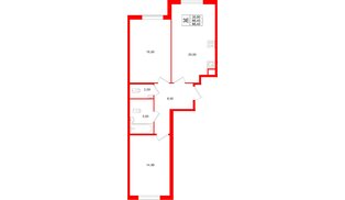 Квартира в ЖК Клюква.Парк, 2 комнатная, 66.4 м², 2 этаж