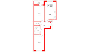 Квартира в ЖК Клюква.Парк, 2 комнатная, 66.9 м², 10 этаж