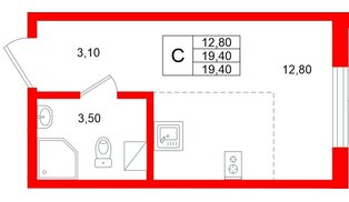 Квартира в ЖК Клюква.Парк, студия, 19.4 м², 11 этаж