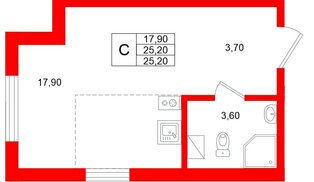 Квартира в ЖК Клюква.Парк, студия, 25.2 м², 8 этаж
