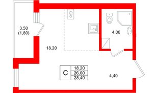 Квартира в ЖК Клюква.Парк, студия, 28.4 м², 11 этаж