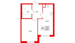 Квартира в ЖК Клюква.Парк, 1 комнатная, 38 м², 2 этаж