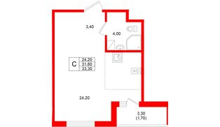 Квартира в ЖК Клюква.Парк, студия, 33.3 м², 10 этаж