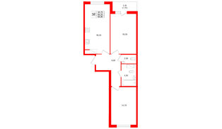 Квартира в ЖК Клюква.Парк, 2 комнатная, 65.9 м², 10 этаж