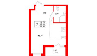 Квартира в ЖК Клюква.Парк, студия, 29 м², 4 этаж
